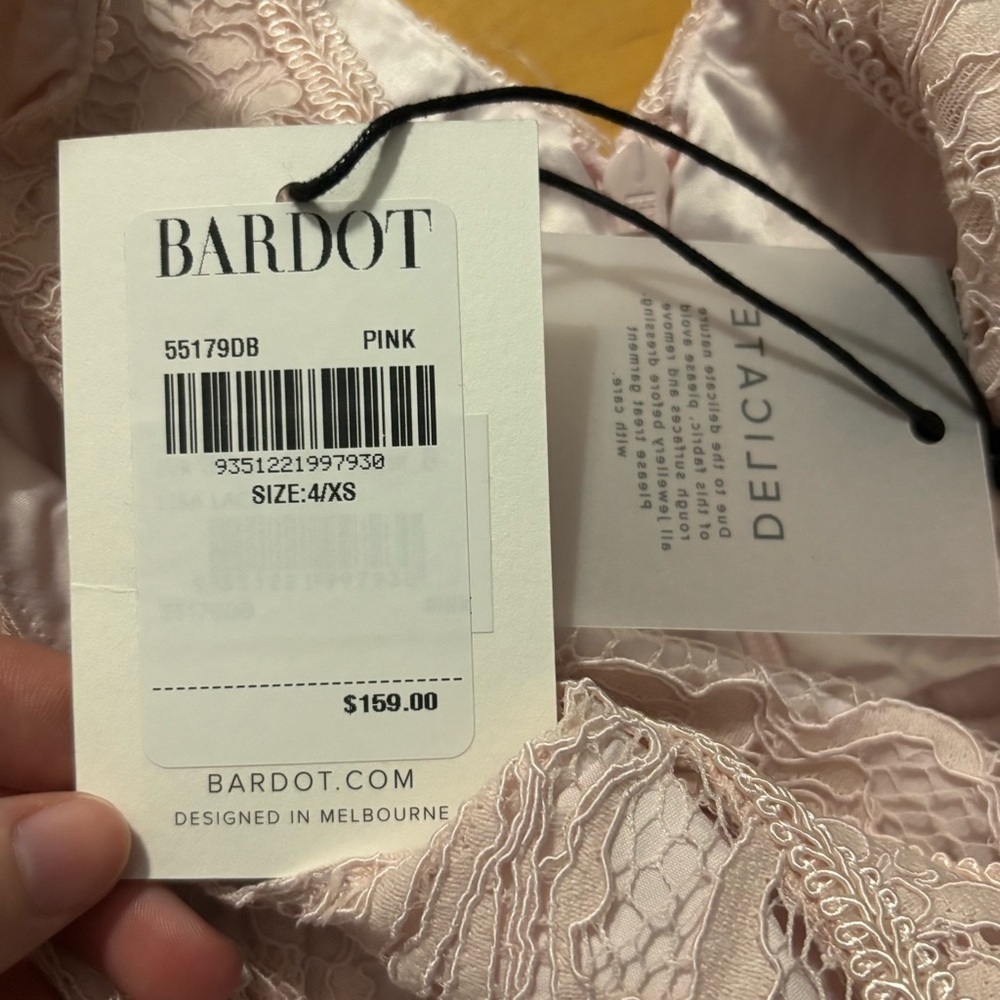 Bardot Parfait Pink Lace Dress Womens Size 4 XS Extra Small New With Tag Short - Picture 5 of 6